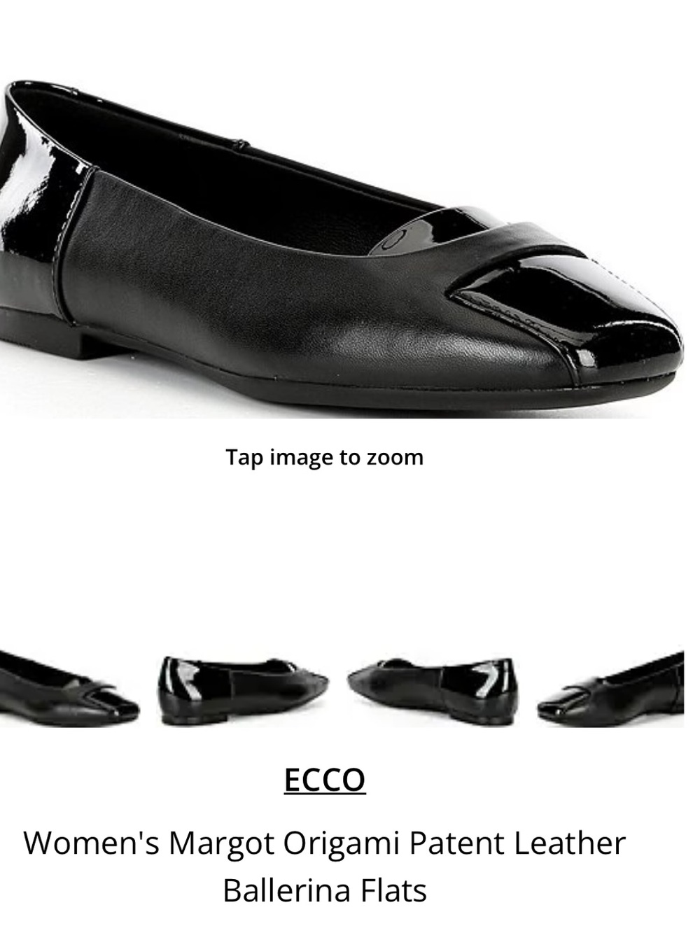 Ecco Black Patent and Leather Origami-Style Ballet Flats